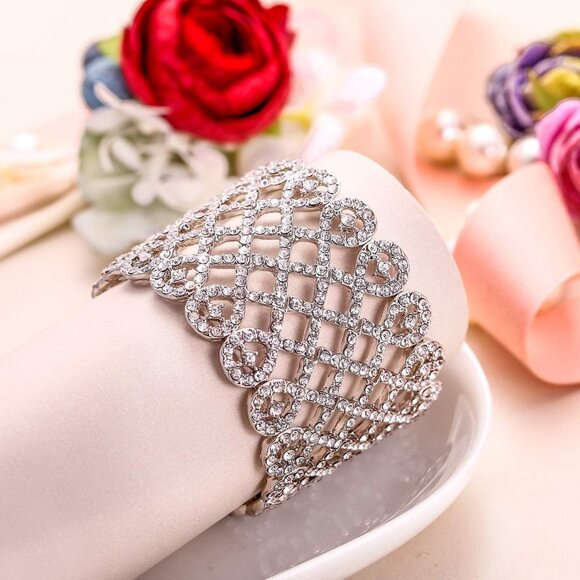 Art Deco Love Knot Stretch Bridal Bracelet - Stunning Austrian Crystal Design - Picture 3 of 7